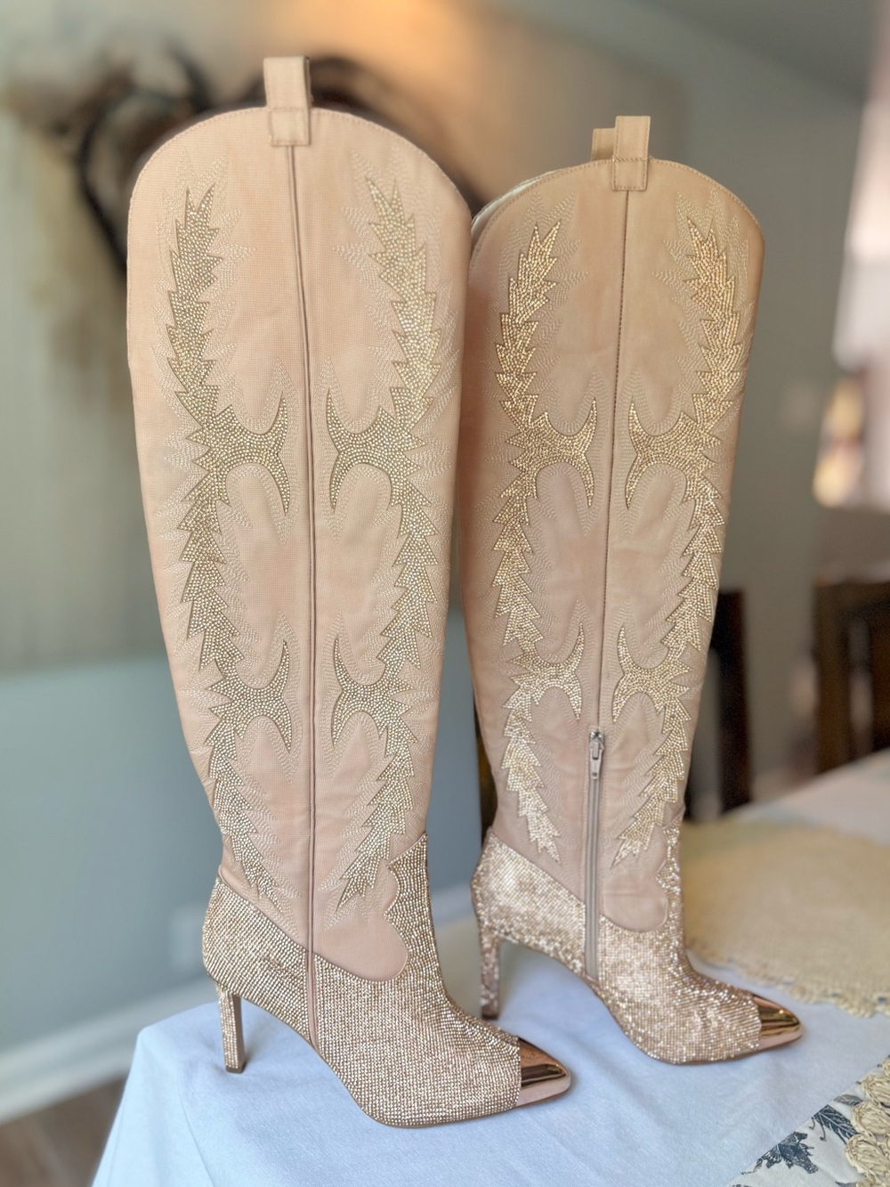 Gianni Bini PearlySand KatyannaTwo Over-the-Knee Rhinestone Embellishment Boots - Picture 4 of 12